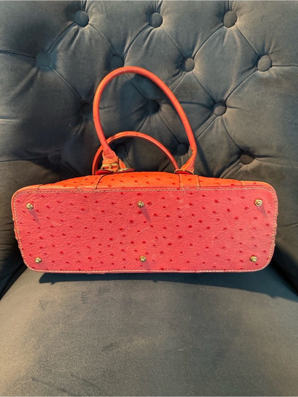 Vintage Dooney & Bourke Pink Ostrich-Embossed Shoulder Bag - Picture 4 of 12